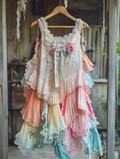 Summer Rainbow Lace Patchwork Dress 67d0