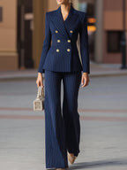 Elegant Pinstripe Double-Breasted Suit Set
