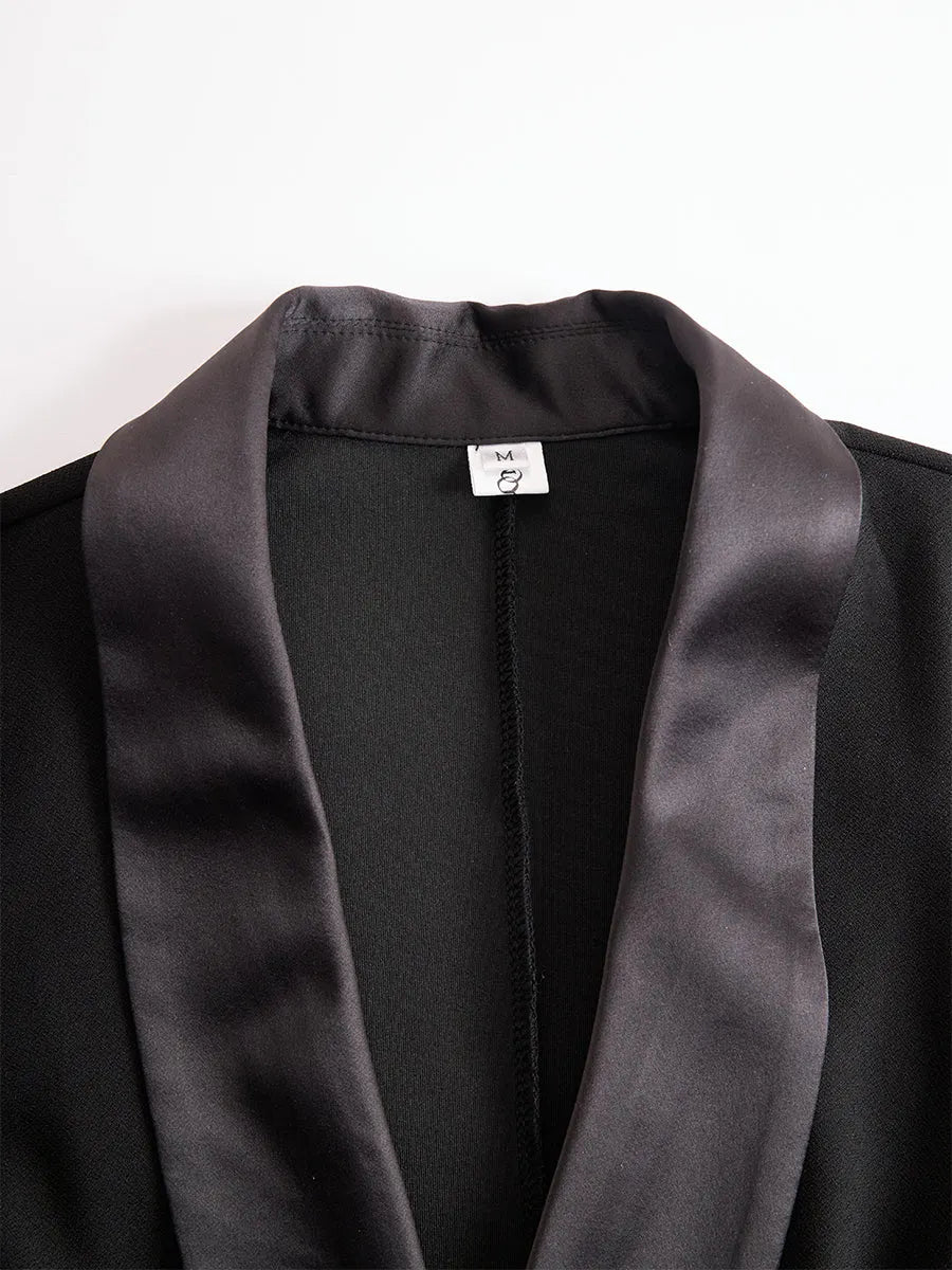 Sophisticated Black Blazer-Style Lace Midi Dress