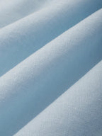 Midi Cotton Dress , Long Sleeves, Off Shoulder, Plain, Belt Design, French Vintage, Sky Blue