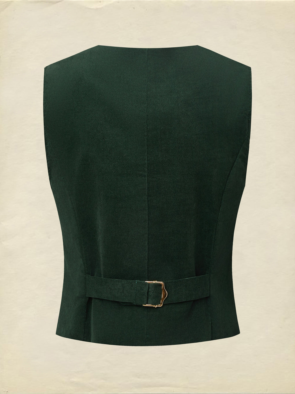 Cotton Vest (Shirt and Skirt Not Included), Sleeveless, V Neck, Plain, Button Design, Vintage, Green