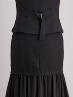 Pearl Button Vest And Maxi Skirt Two-Piece Set