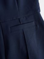Navy Sleeveless Plunge-Neck Wide-Leg Jumpsuit